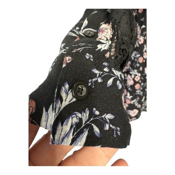 Torrid Lexi Lace Hi Lo Babydoll Tunic Black Pink Floral Button Front Size 2 2X - Picture 8 of 14